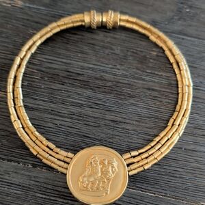 JADED Designer Jewels Inc. NYC Matte Goldtone Choker with Medallion RARE